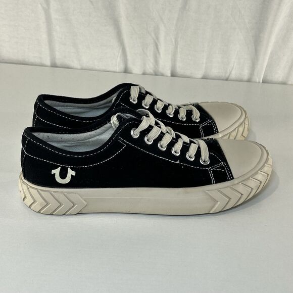 True Religion Shoes - True Religion Women’s Jinny Canvas Lace Up Sneakers Black & White Sz 8